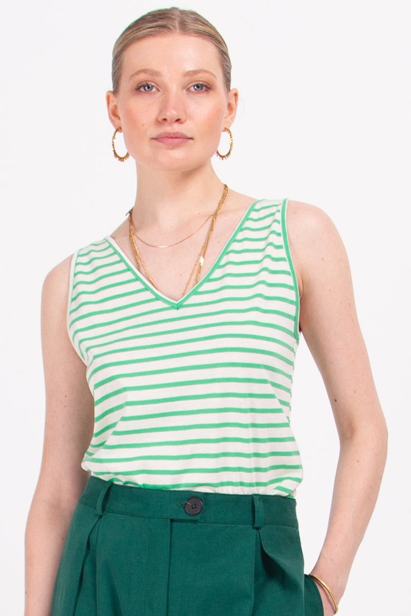 Dots green striped top