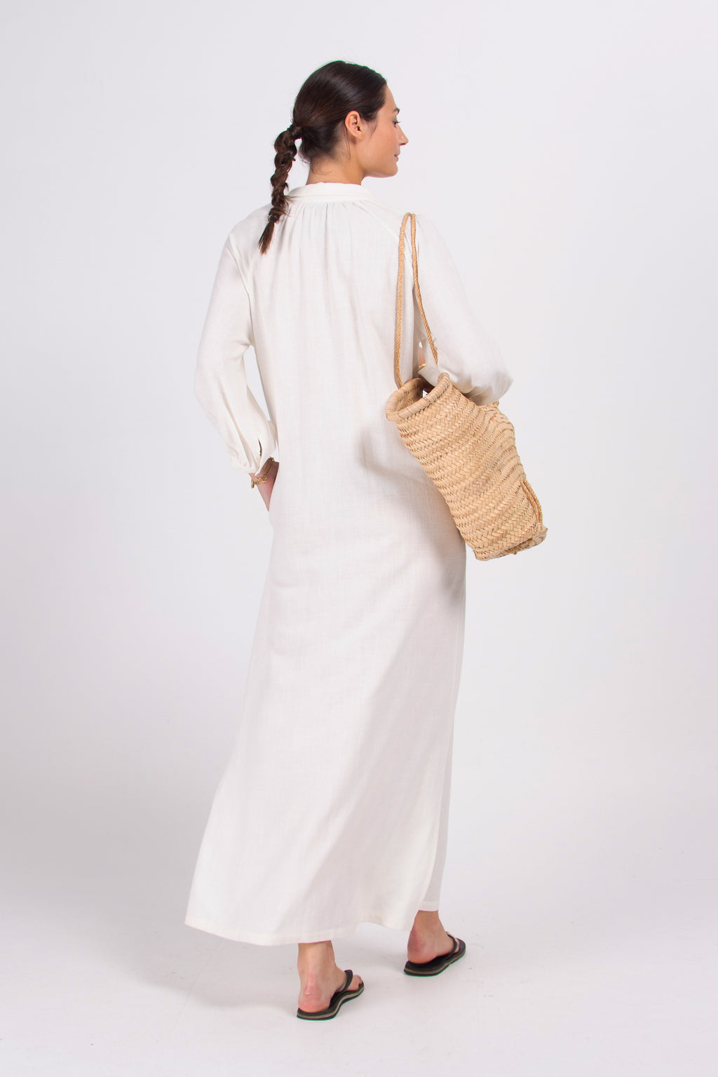 Dysis white linen long dress