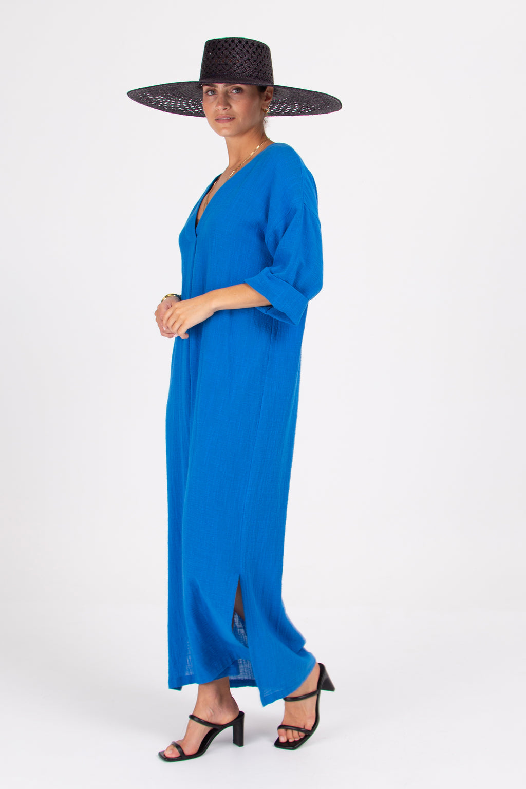 Bisma jurk in Santorini blauw