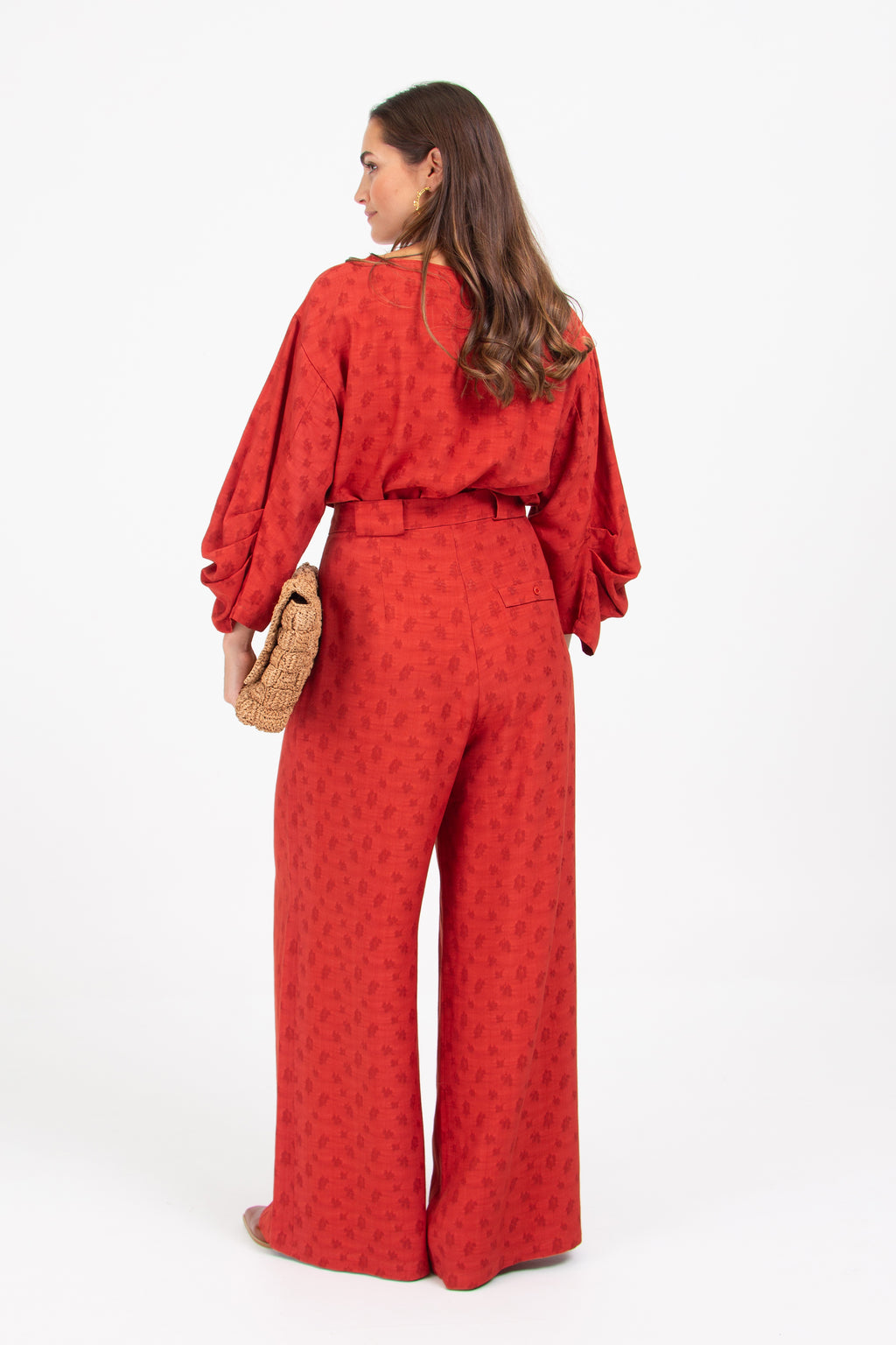 Donny trousers in red woven berries