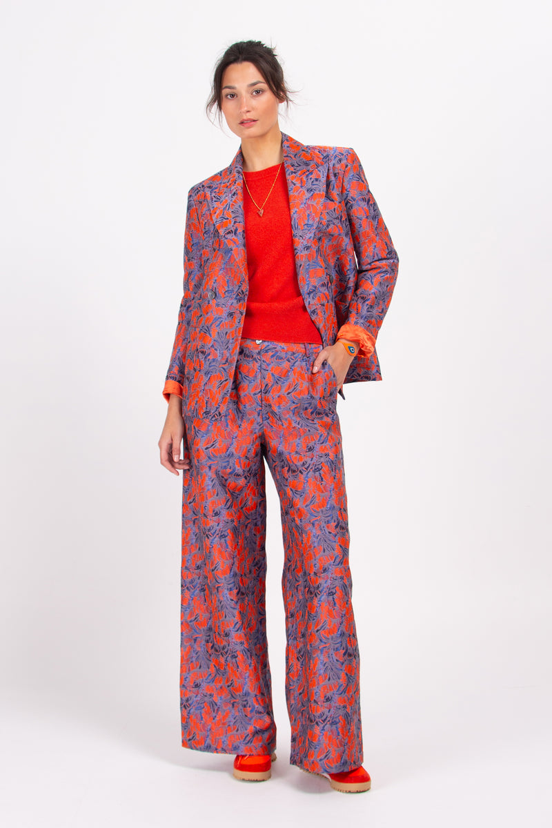 Zoella trousers in madonna blue tropical jacquard