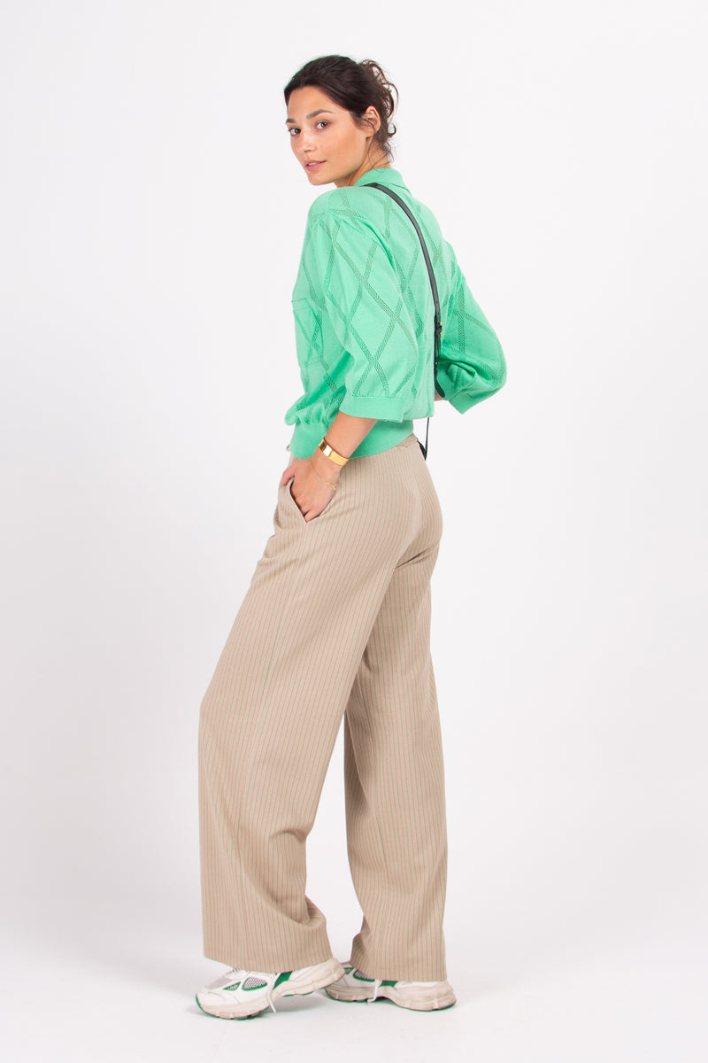 Zuka trousers with grassgreen pinstripes