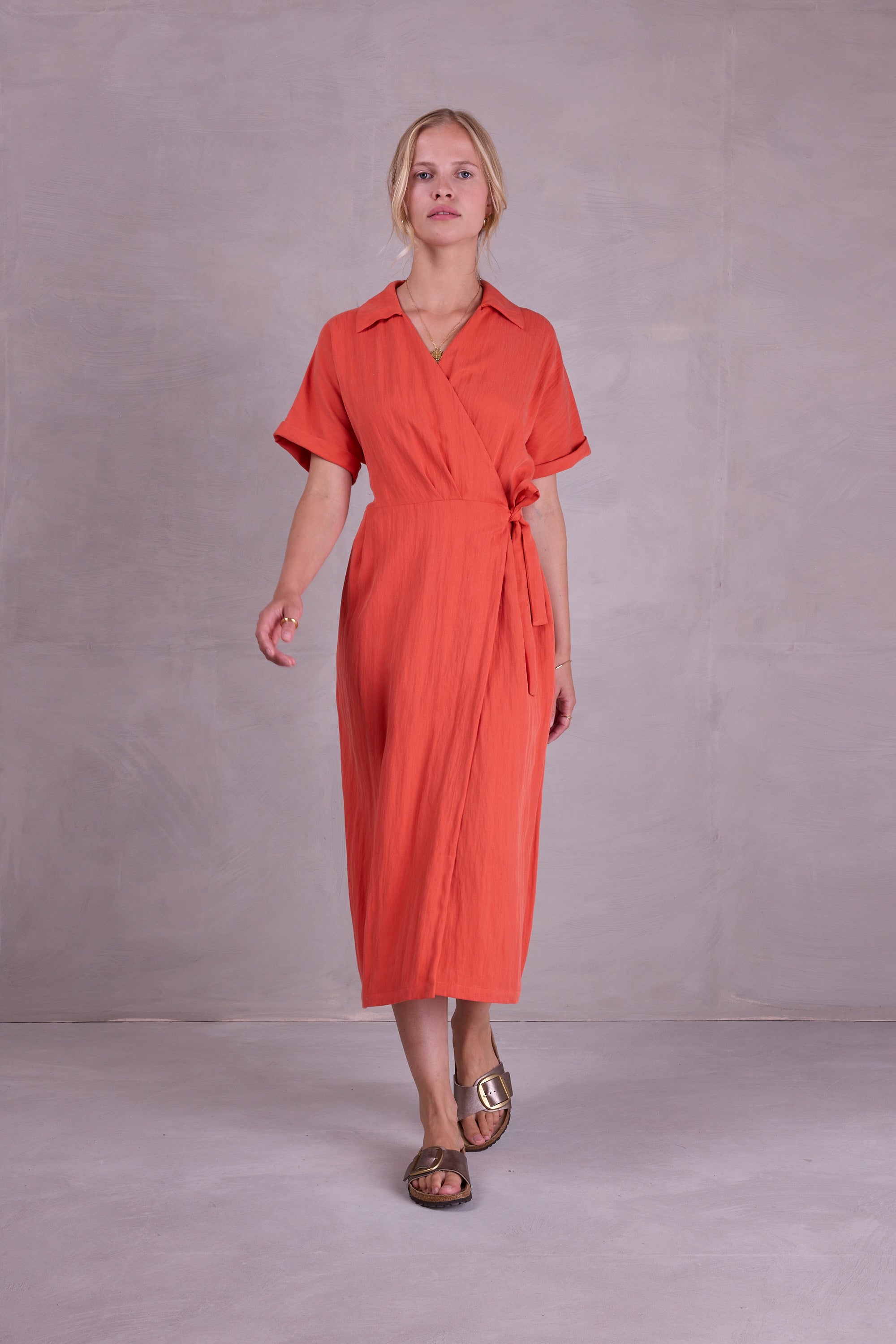 Wrap Dress La Dress Jurk Dress Jurk Tencel Damian Jurk In Flame Tencel