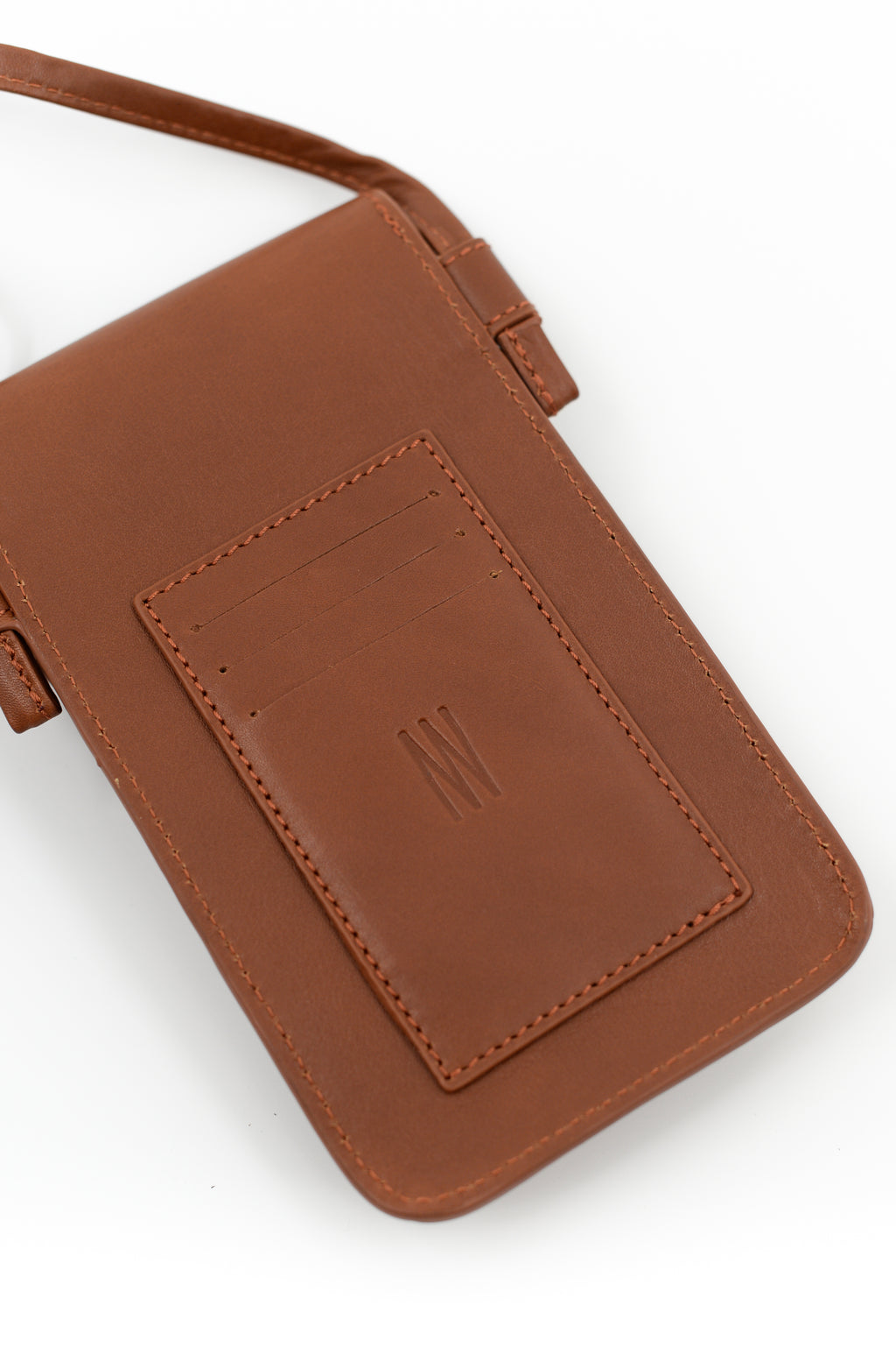Smartphone bag in cognac nappa leather
