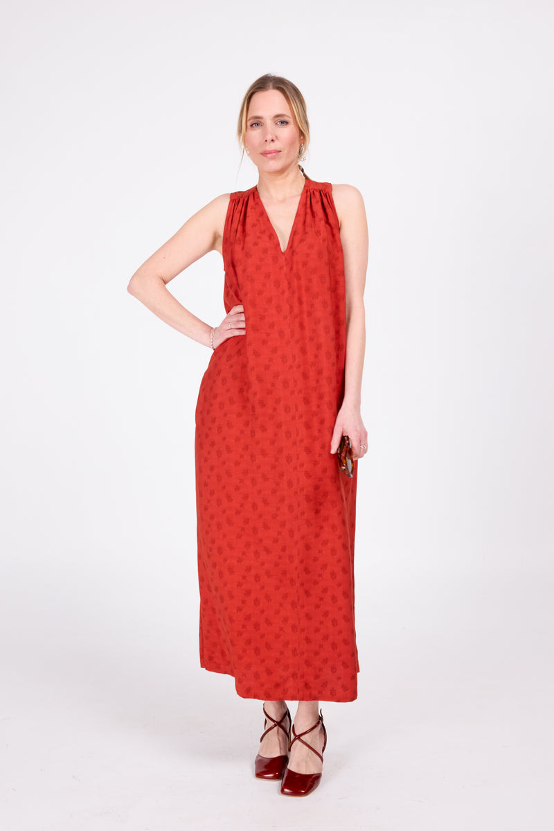 Dina dress in red woven berries