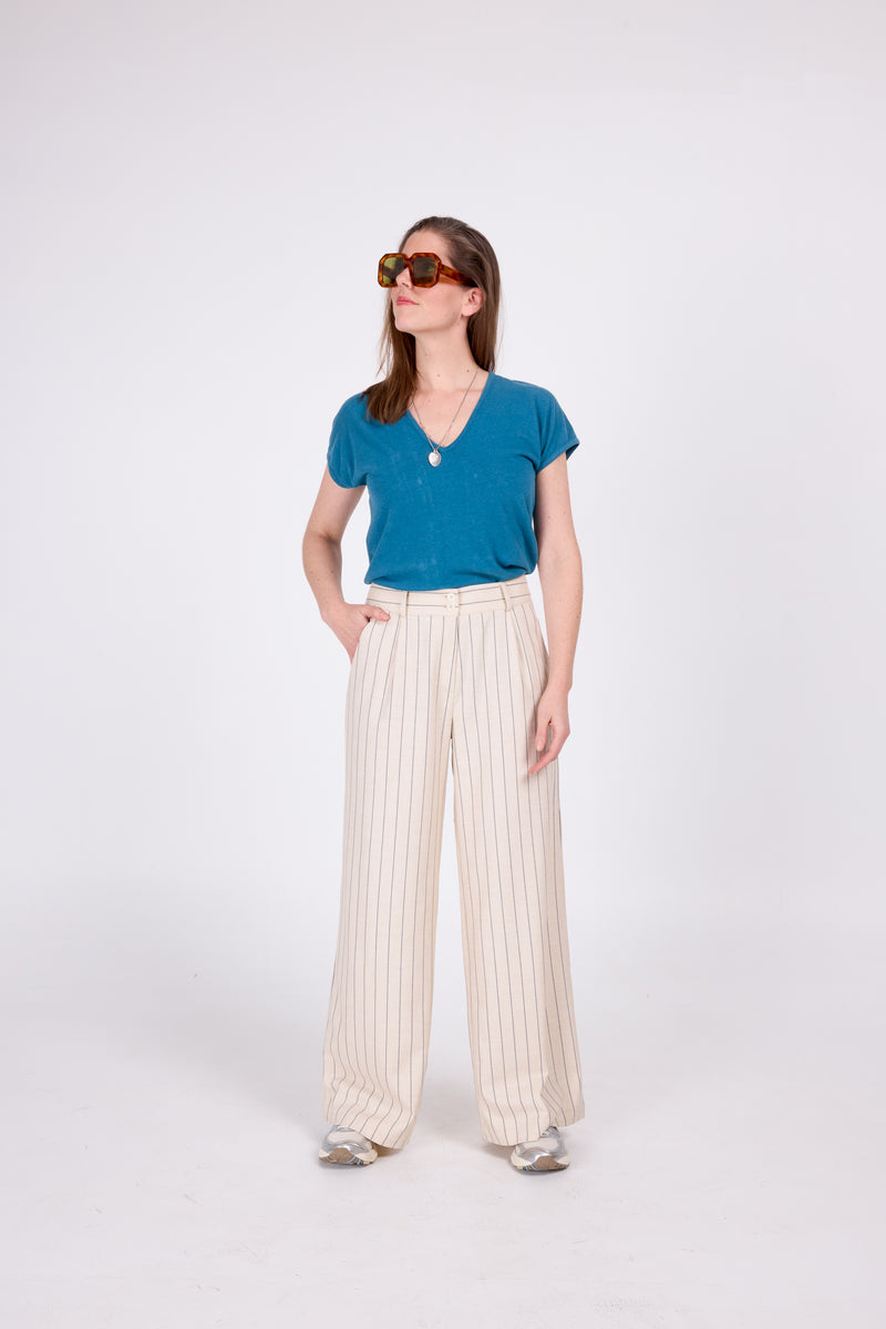 Zoella navy striped trousers