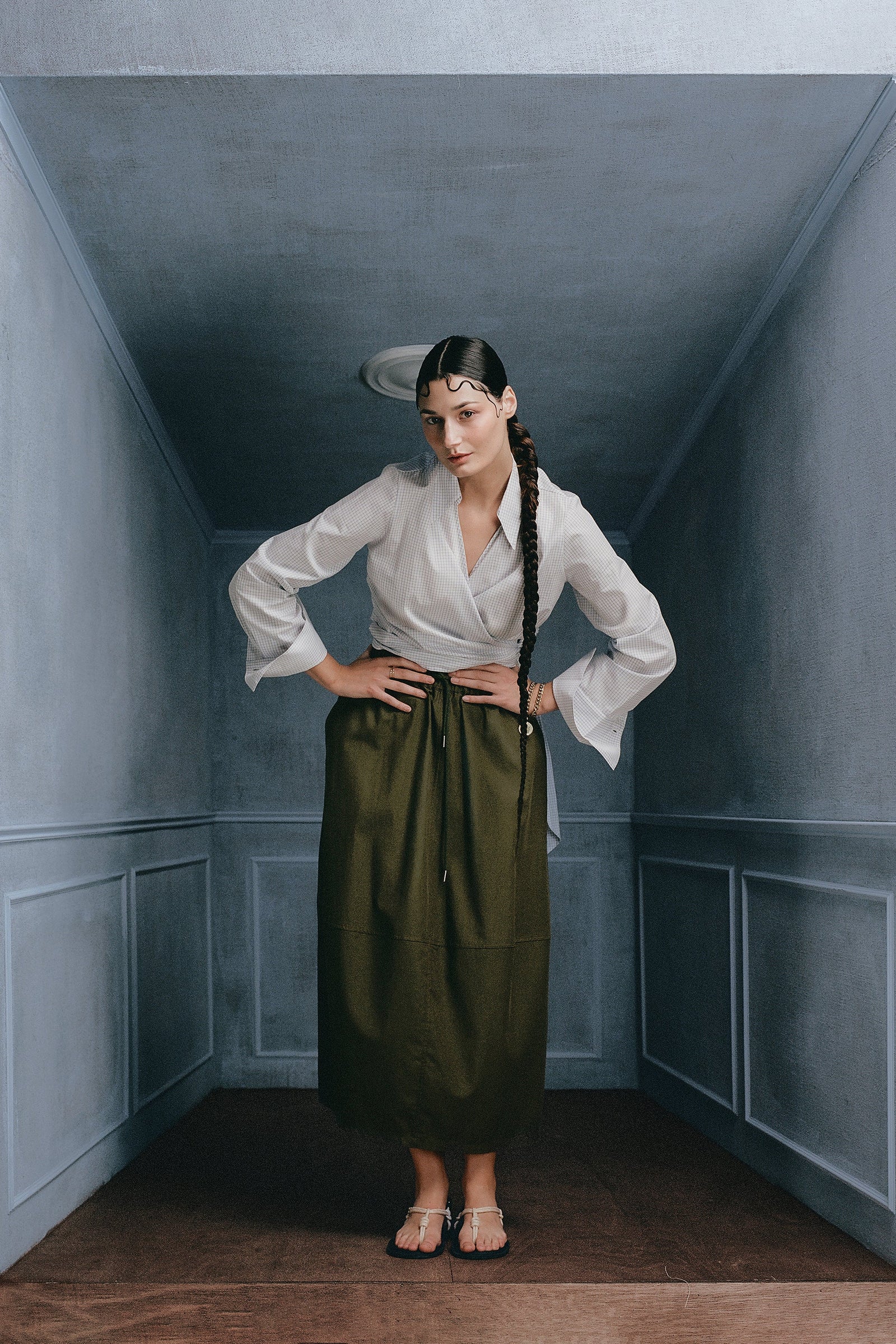 Héva rok in dark olive