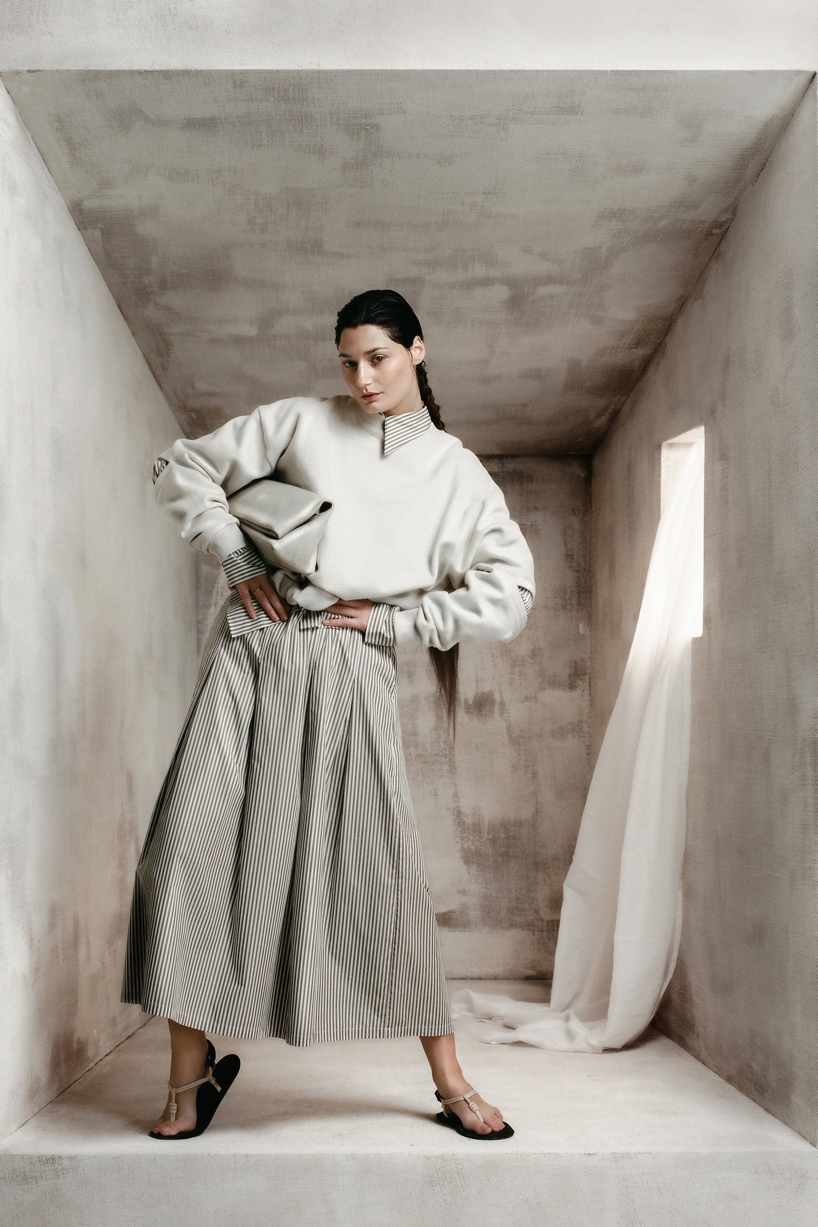 Fieke rok in khaki stripes