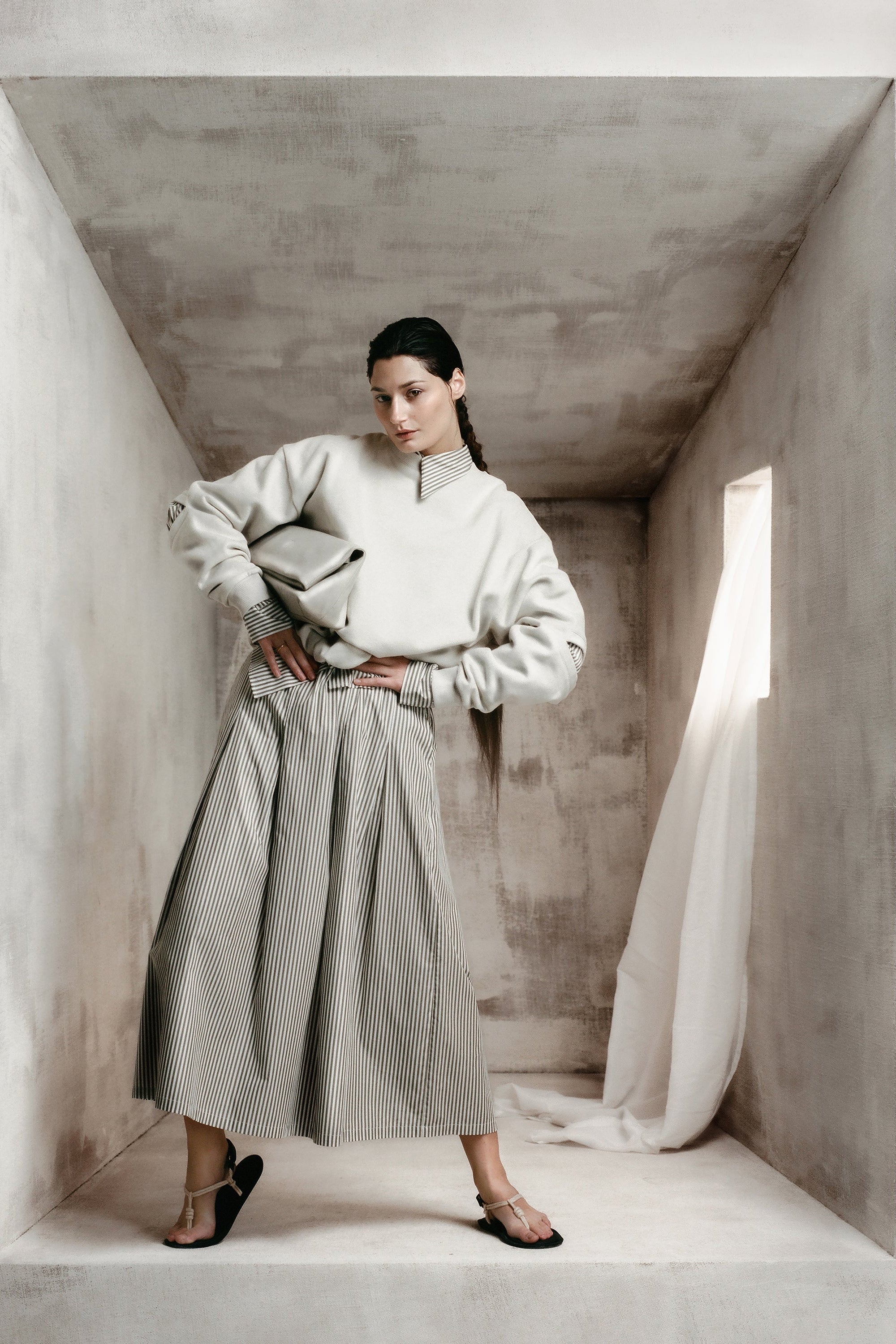 Fieke skirt in khaki stripes