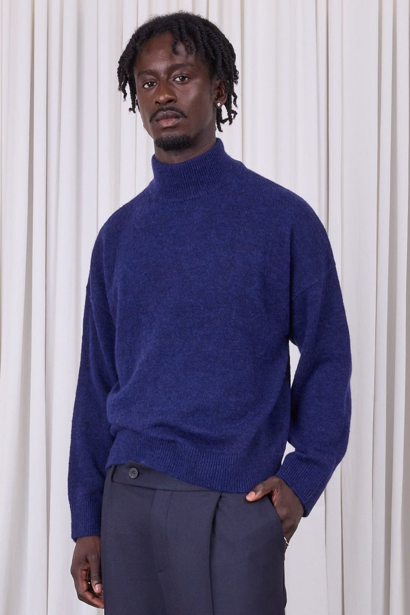 Astoria alpaca knitted sweater in indigo