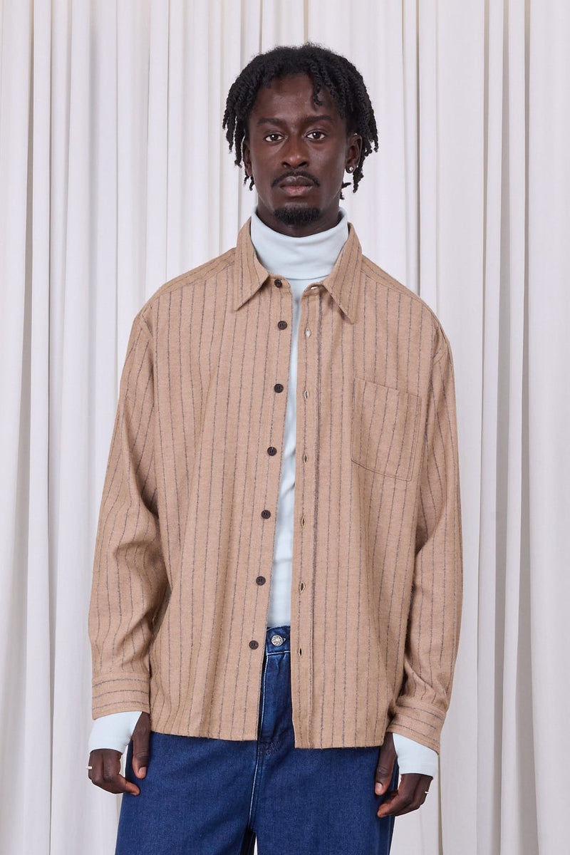 Elesto camel striped shirt