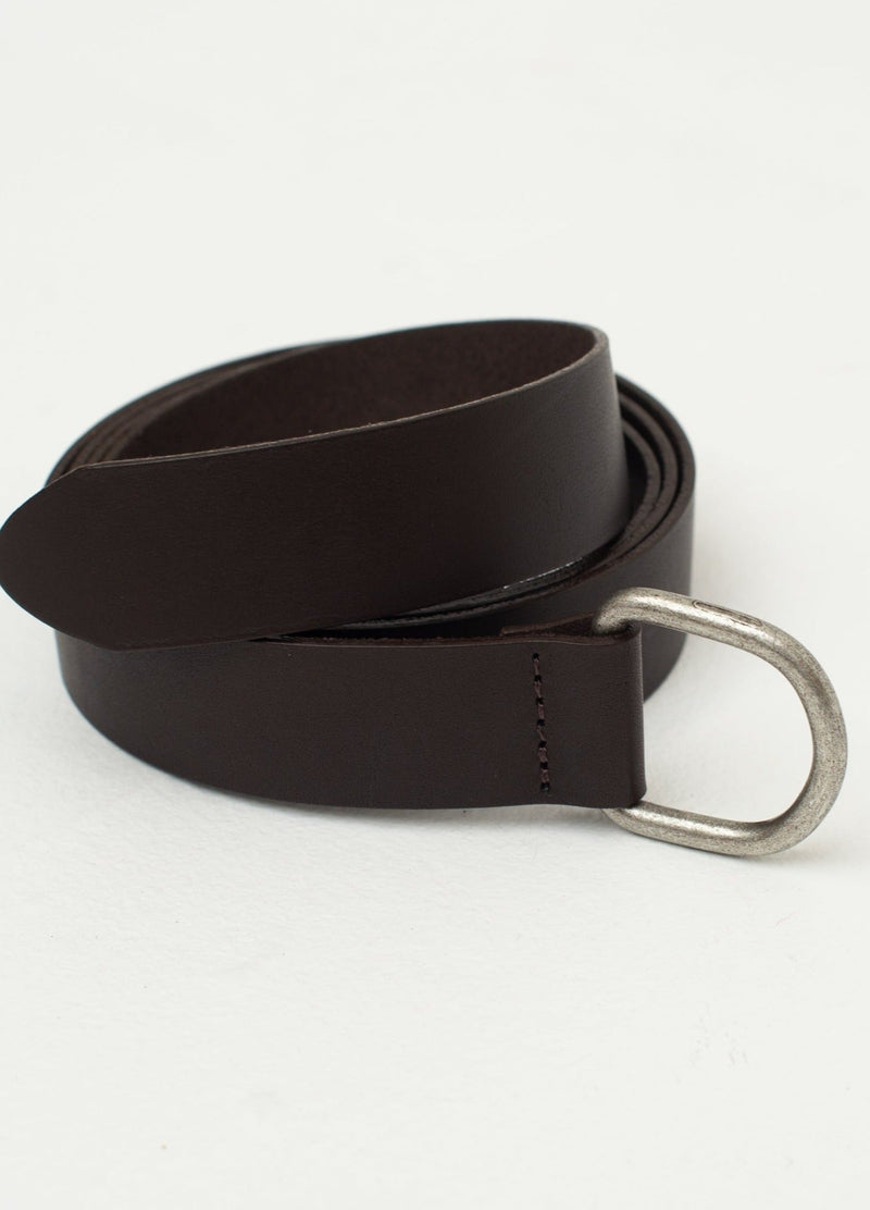 Dark brown leather D-ring belt
