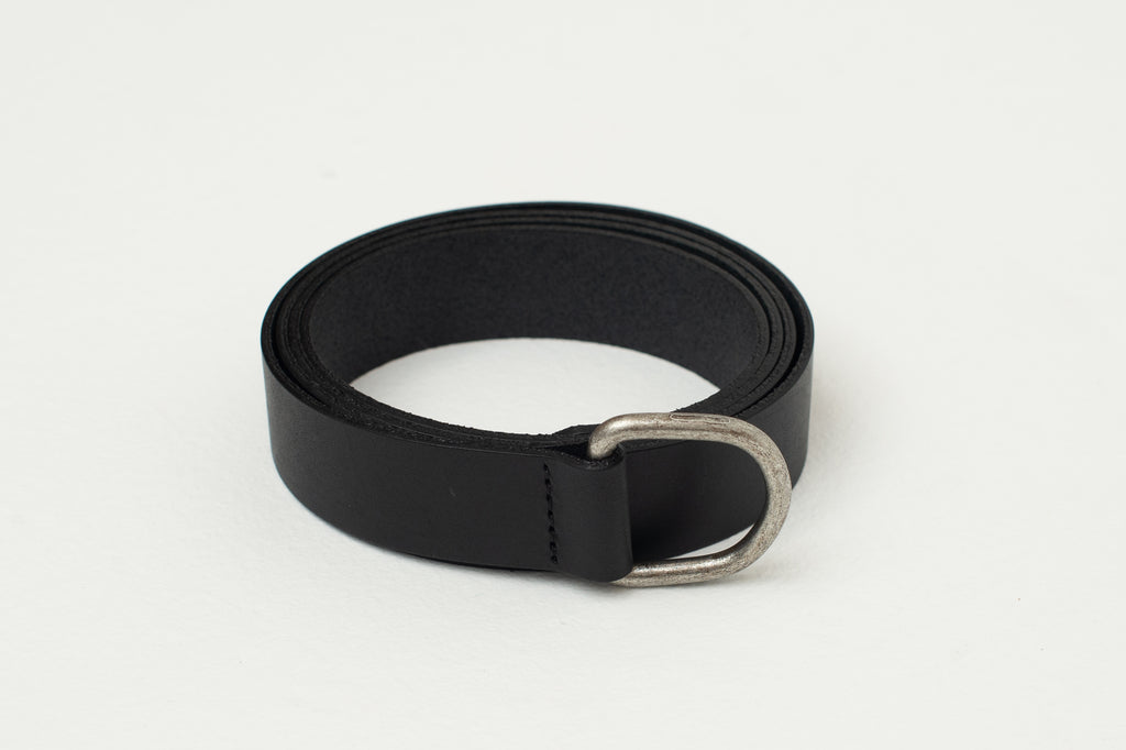 Black leather D-ring belt