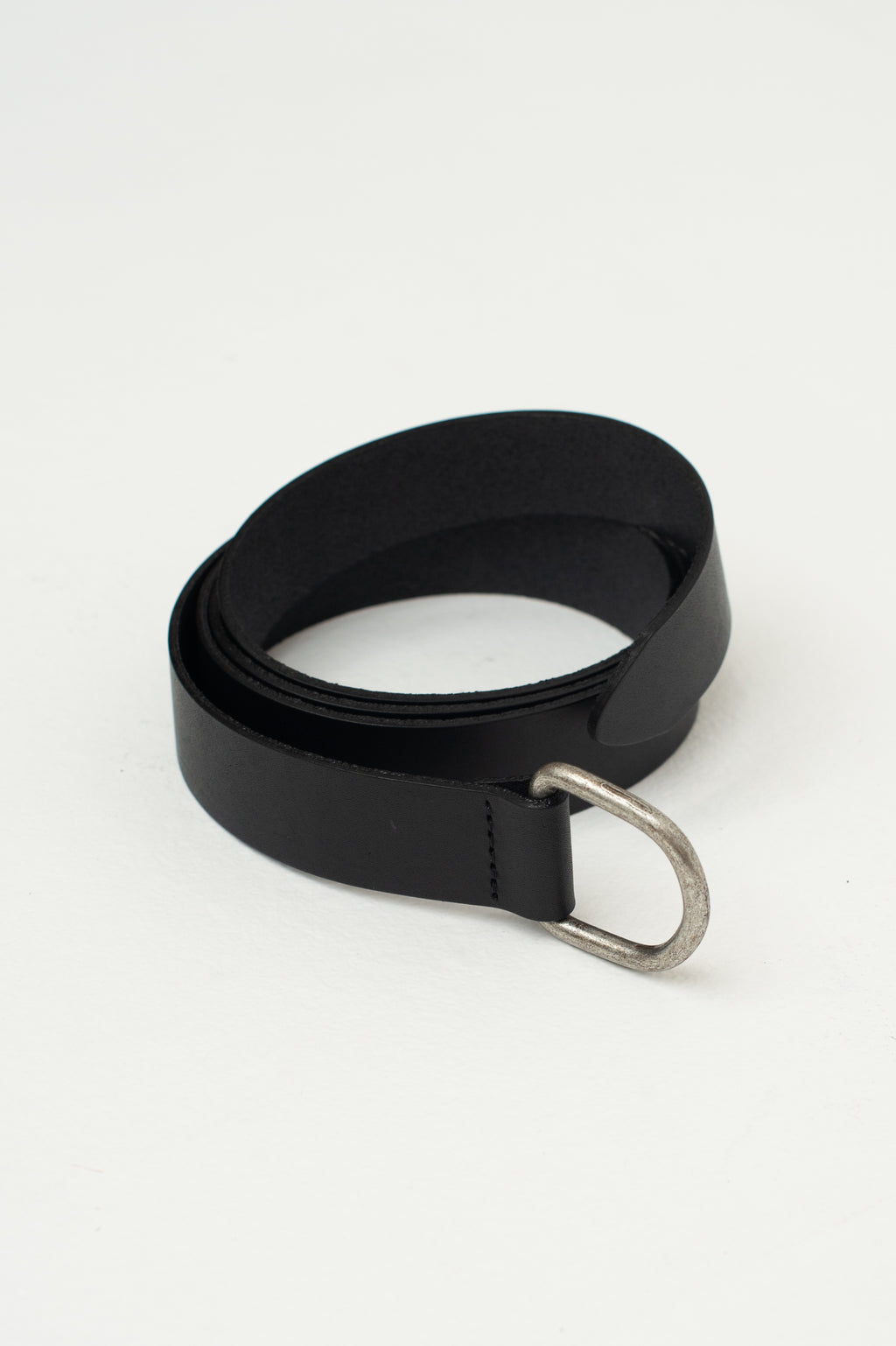 Black leather D-ring belt