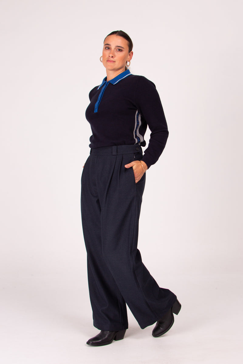 Castor navy palazzo trousers