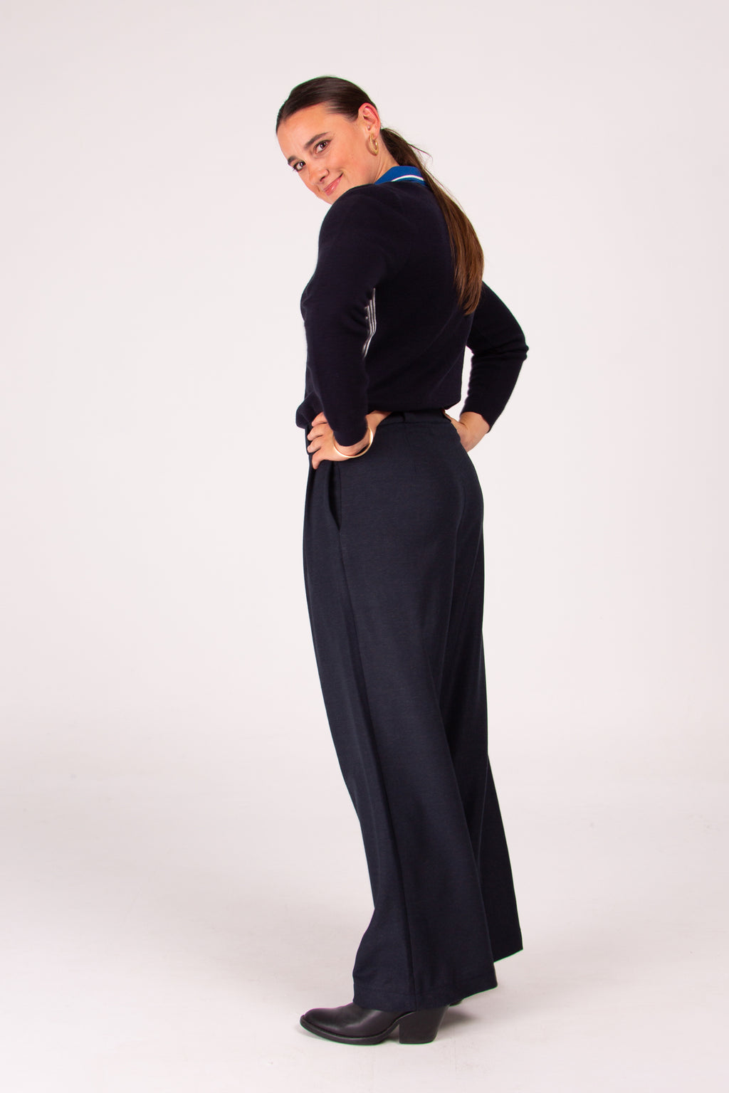 Castor navy palazzo trousers