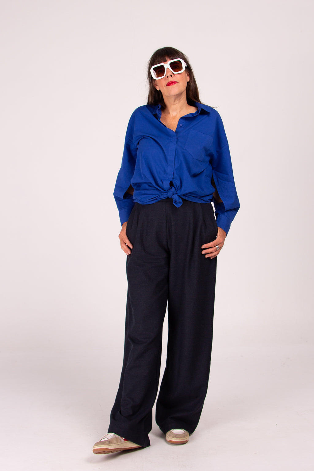 Castor navy palazzo trousers