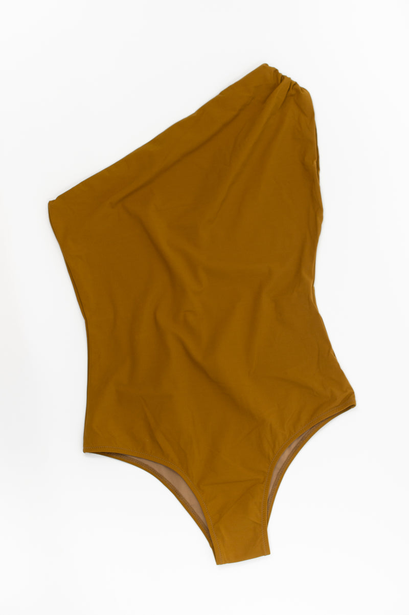 Mustard asymmetrical swimsuit