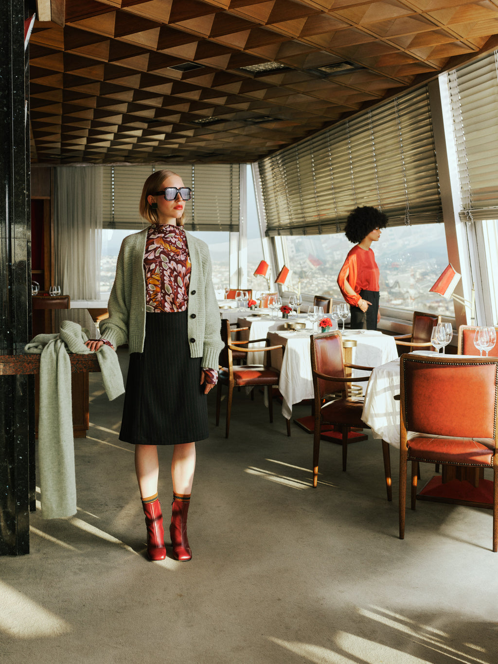 Eames burgundy ankle booth