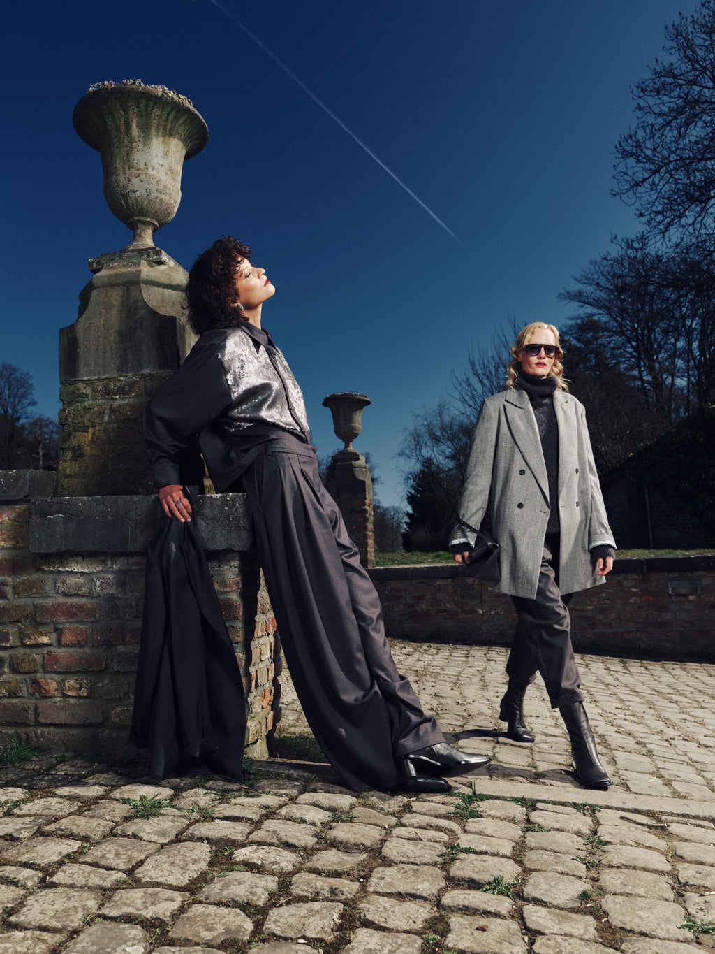 Gaspar formal coat in grey herringbone