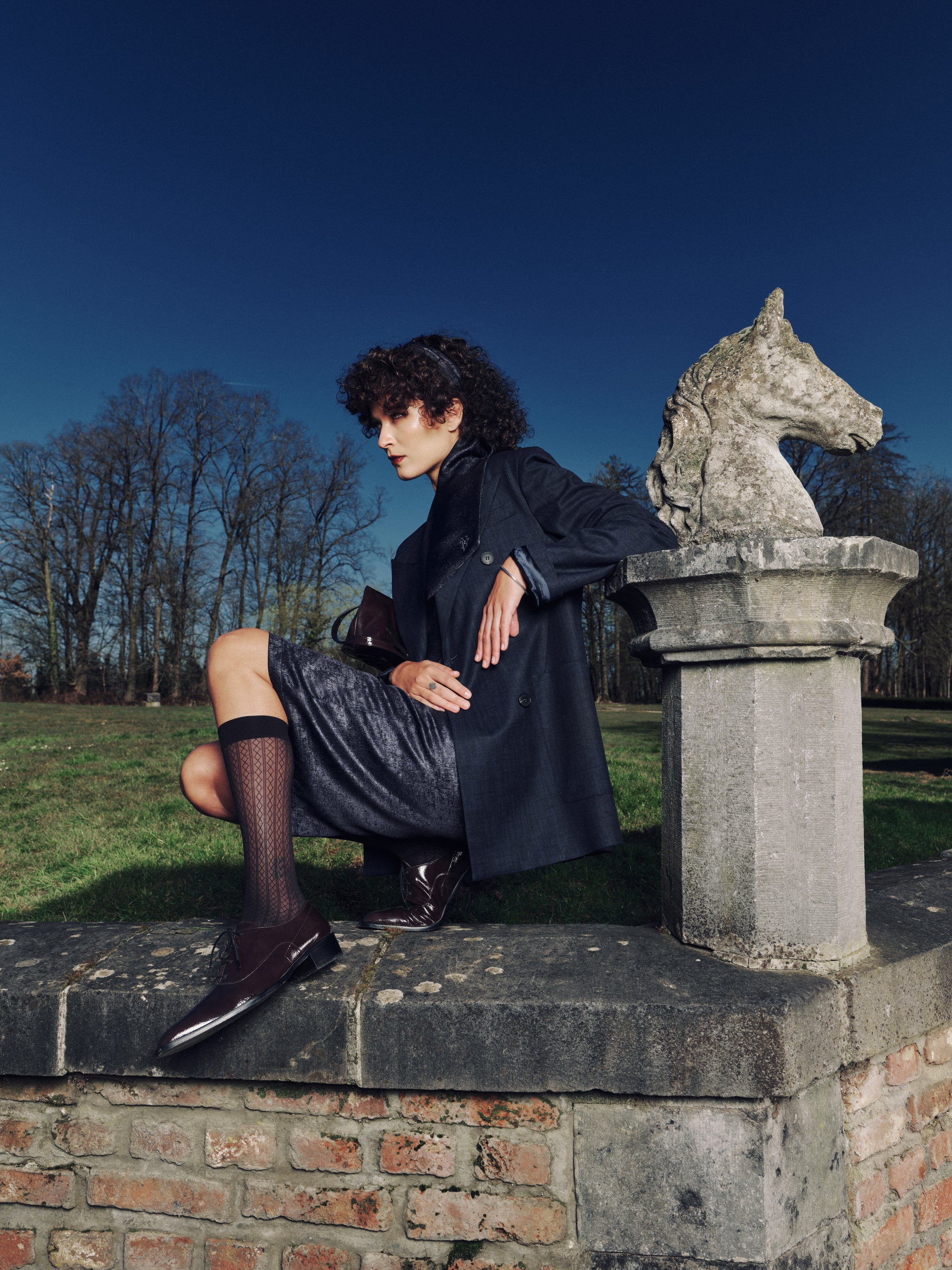 Goya lace-up shoe in after dark