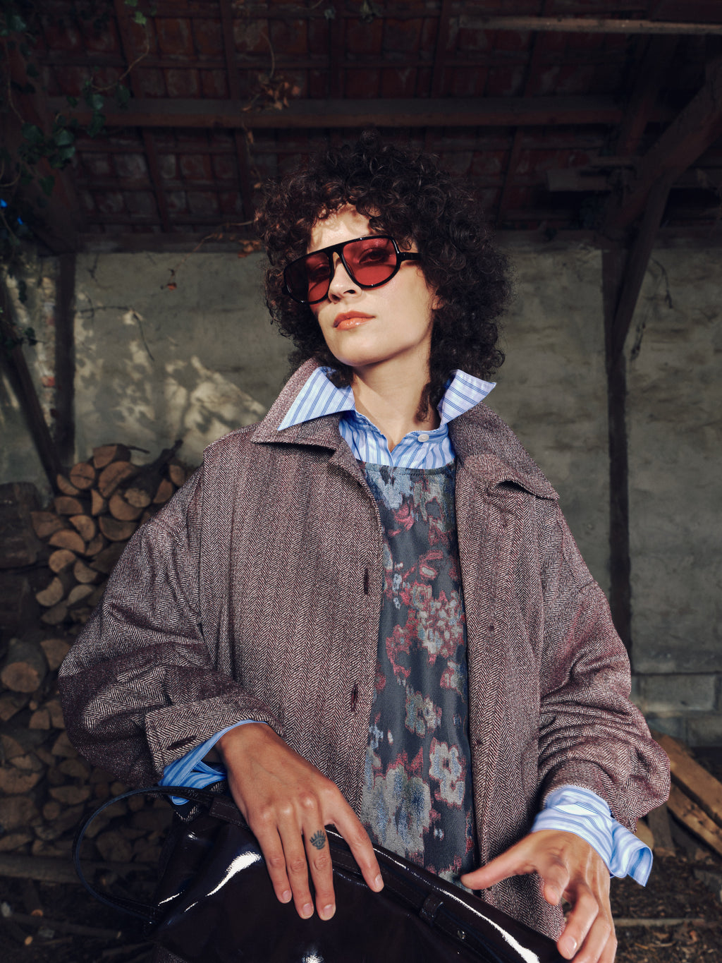 Gerrit jasje in merlot herringbone