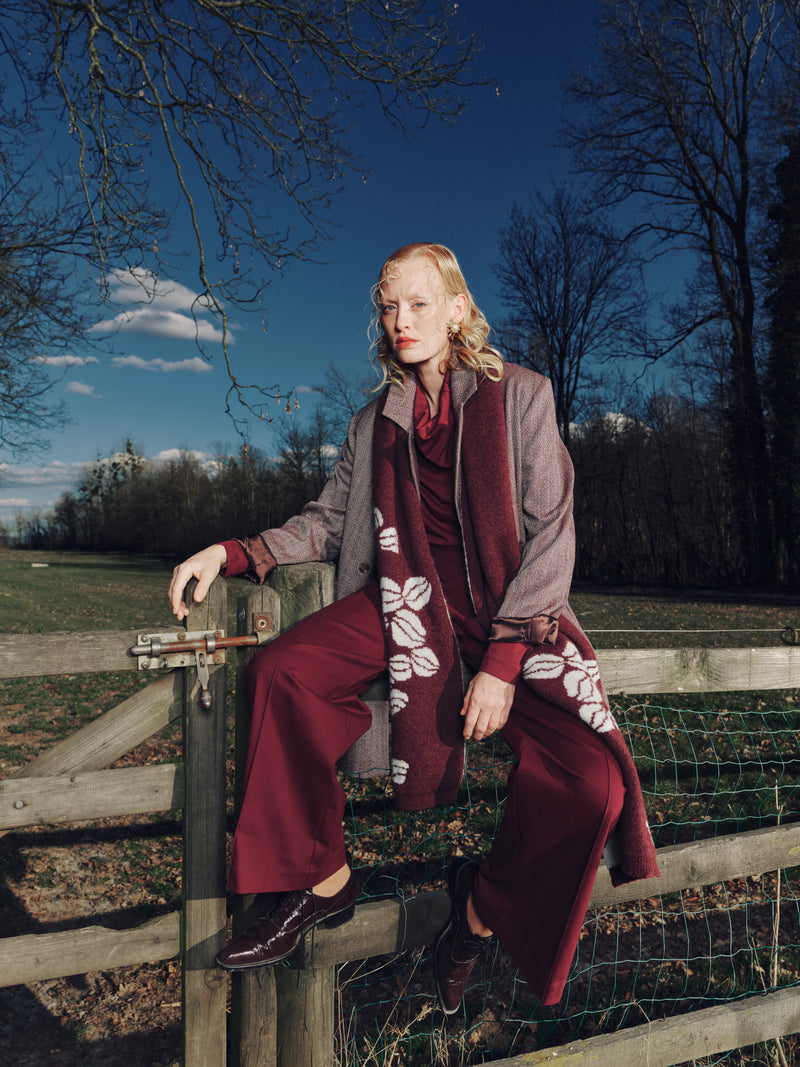 Geneviève sjaal in merlot en light aqua