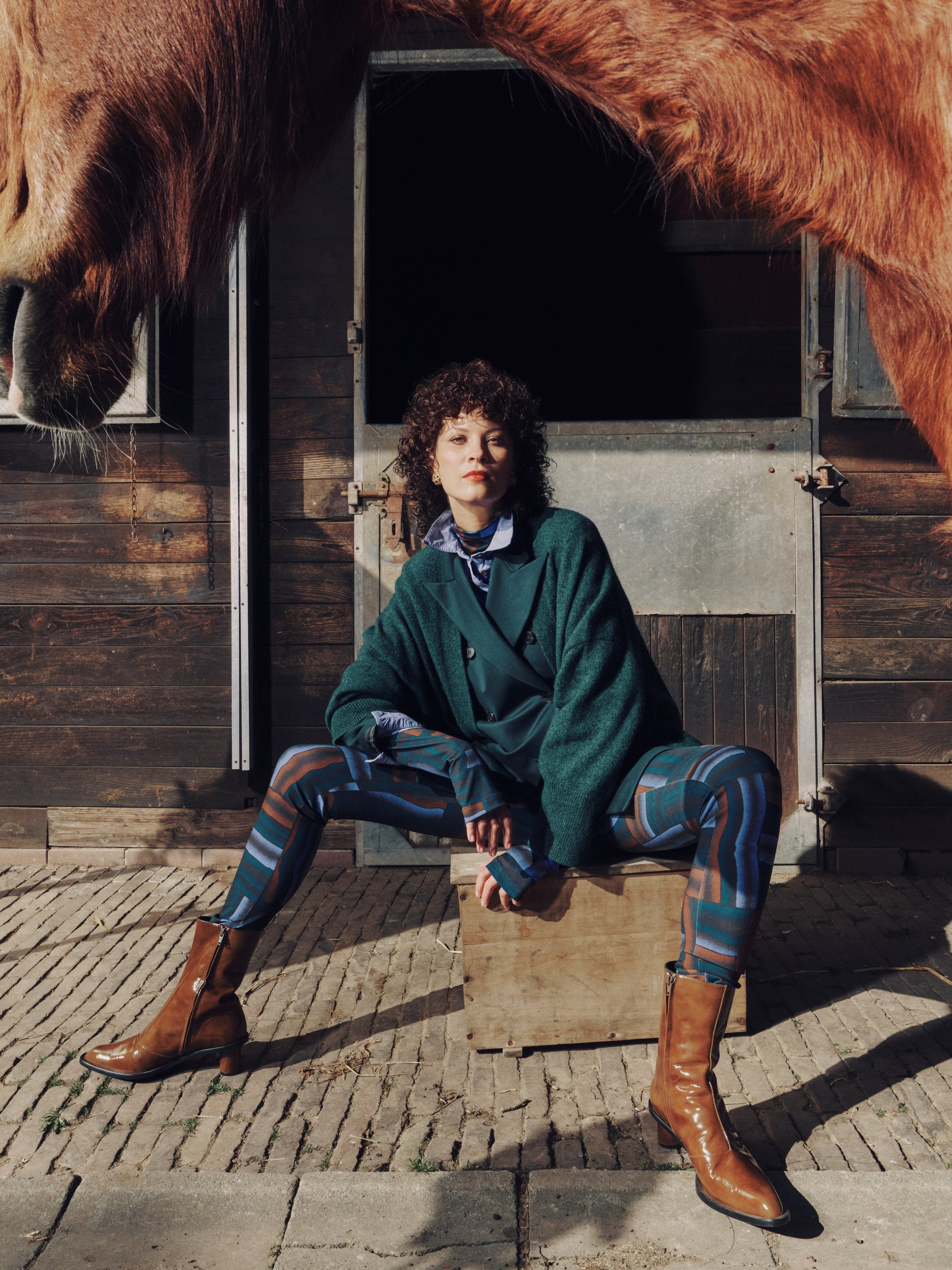 Gilda ankle boot in patent olive