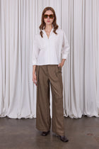 Cezar trousers in coffee herringbone