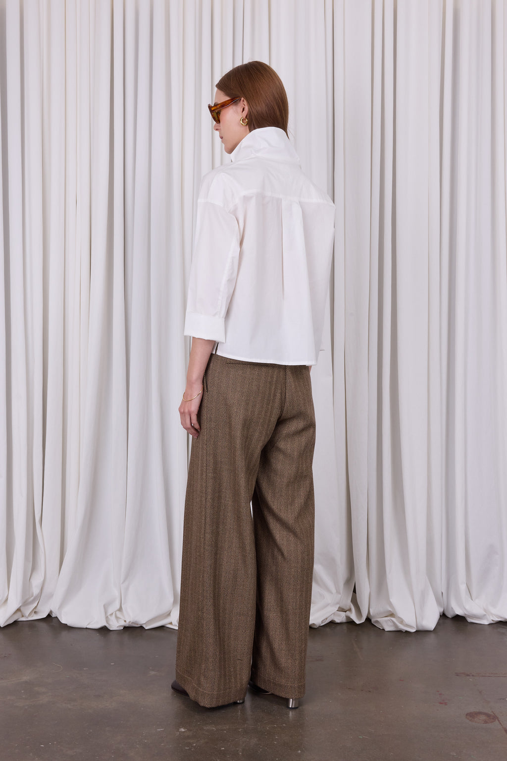 Cezar trousers in coffee herringbone