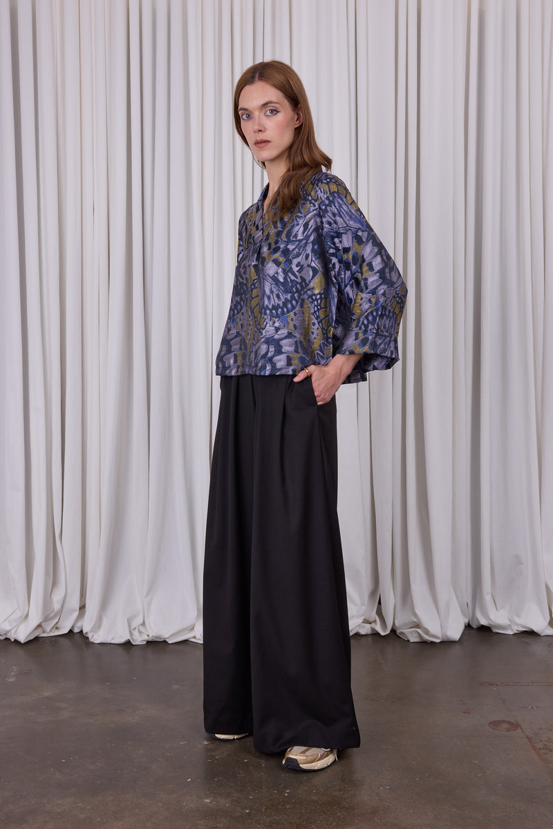 Clotilde blouse in lila vlinderjacquard