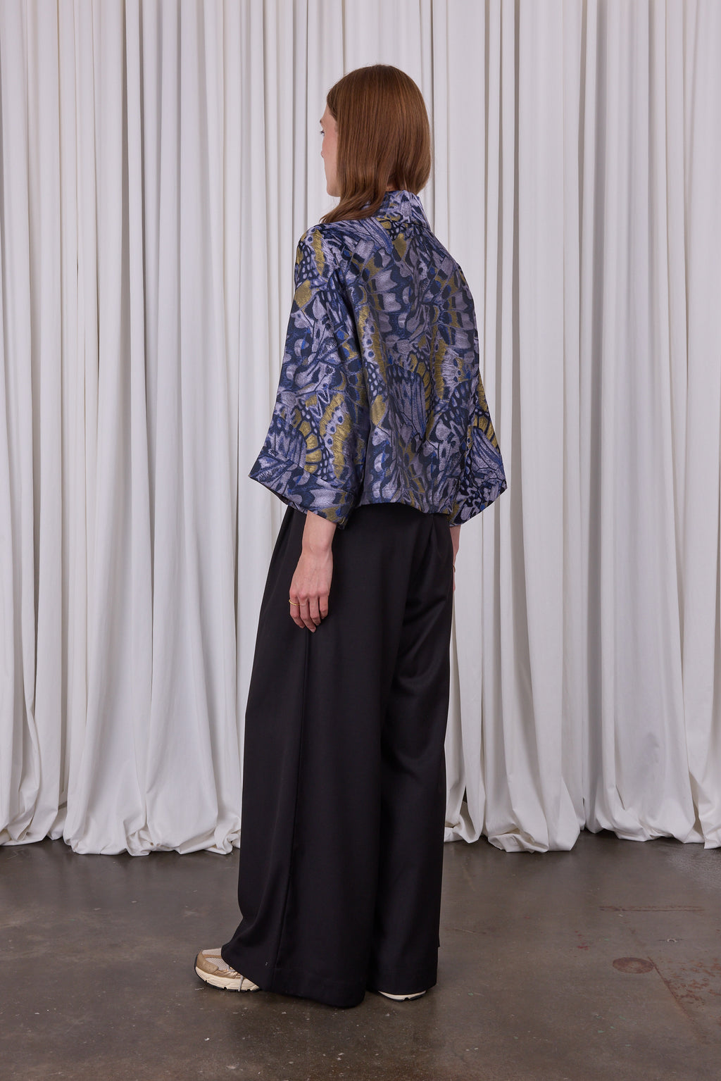 Clotilde blouse in lila vlinderjacquard