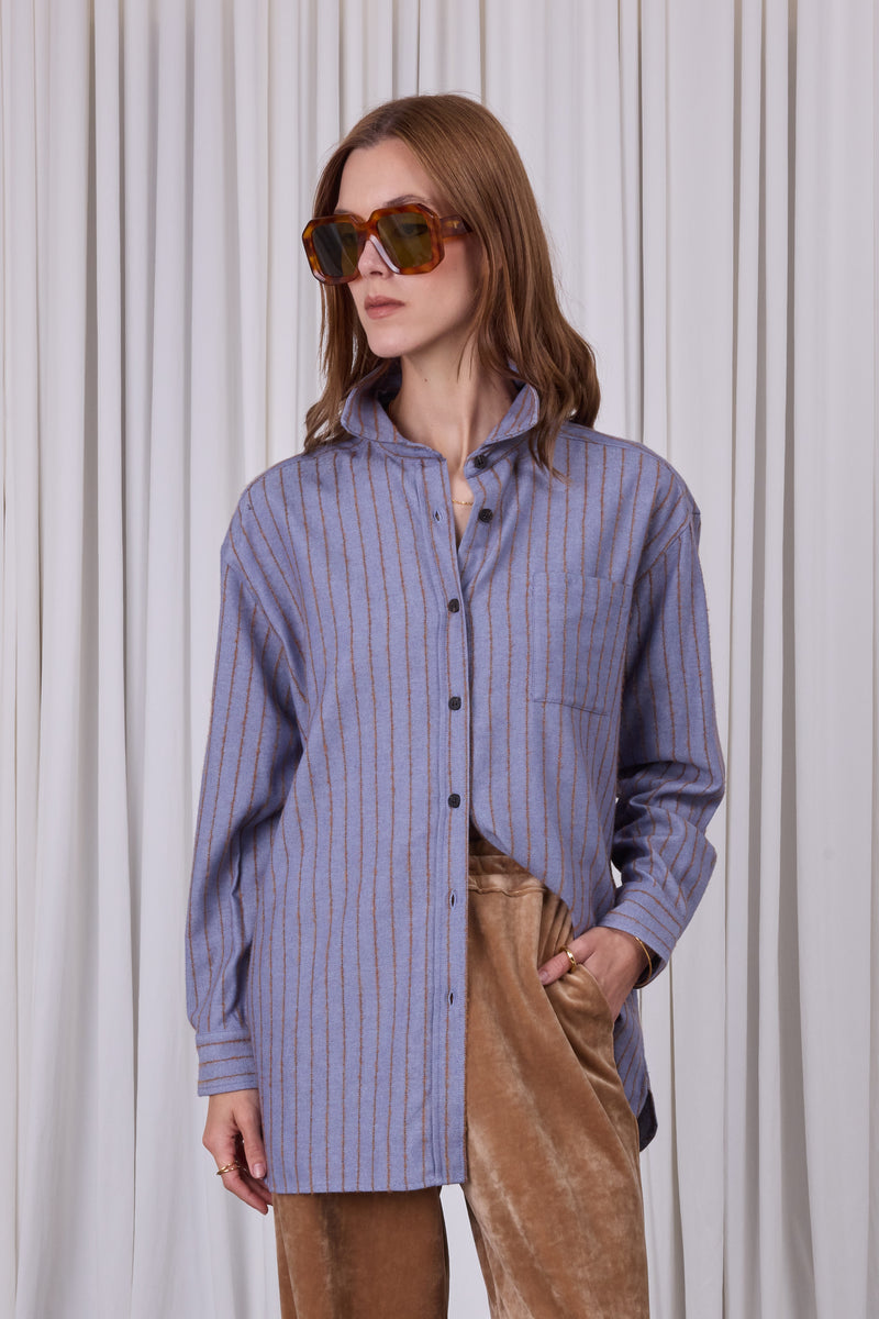 Celeste blue striped shirt