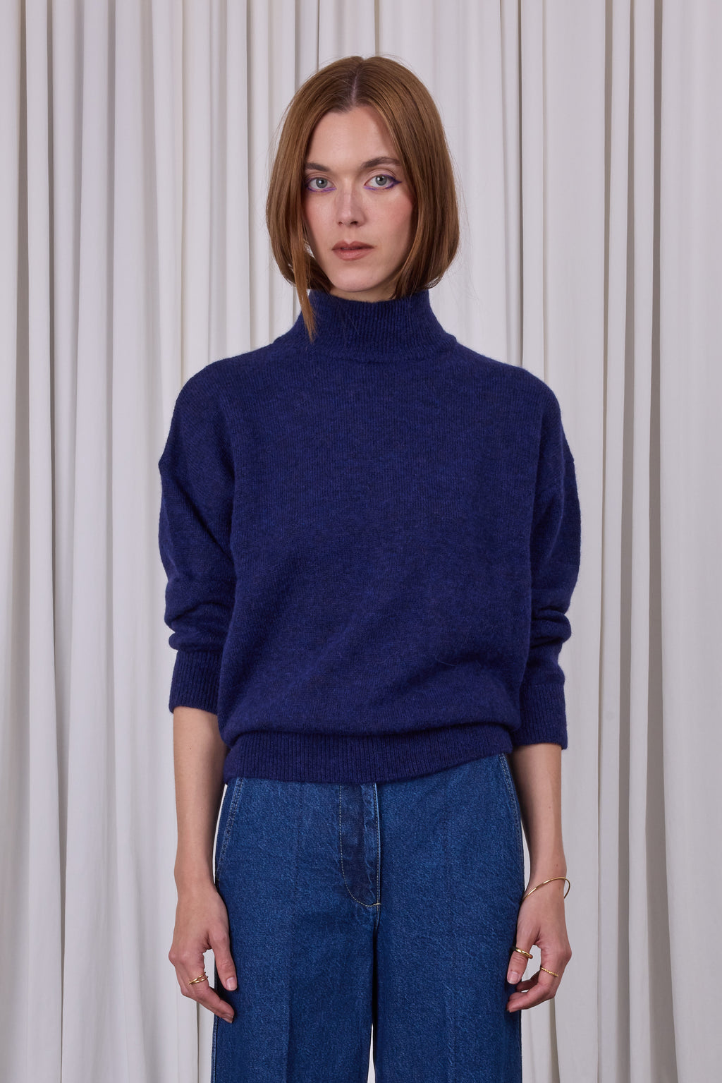 Astoria alpaca knitted sweater in indigo