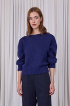 Asmara alpaca knitted sweater in indigo