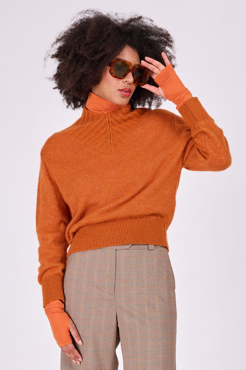 Axel alpaca knitted sweater in burnt orange