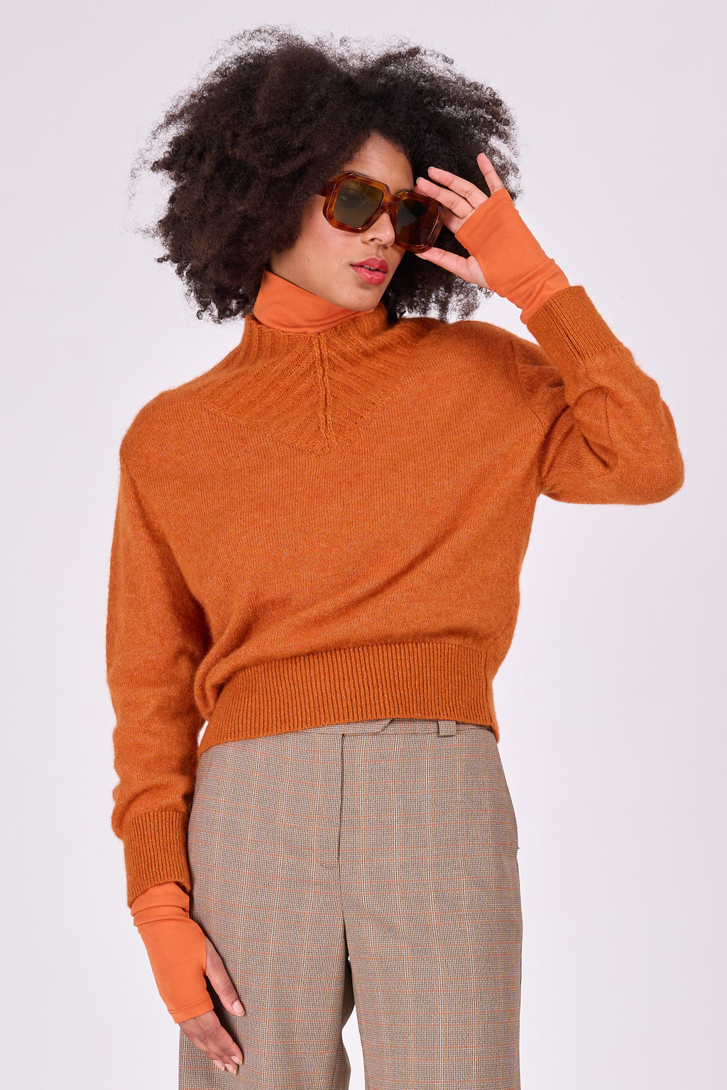 Edson burnt orange turtleneck T-shirt