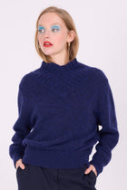 Axel alpaca knitted sweater in indigo