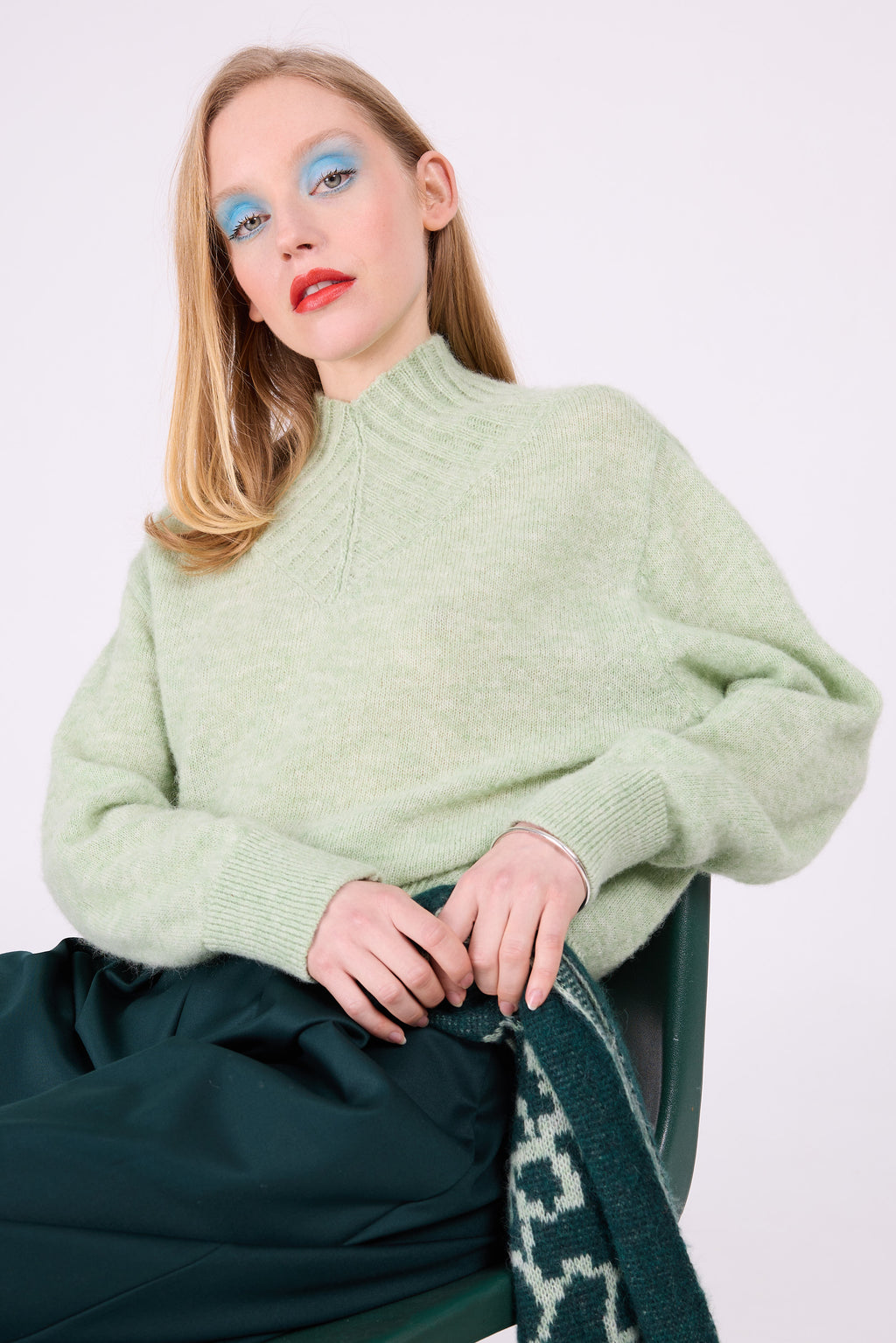 Axel alpaca knitted sweater in mint