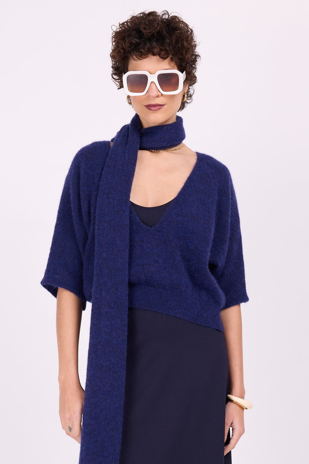 Almelo indigo alpaca top