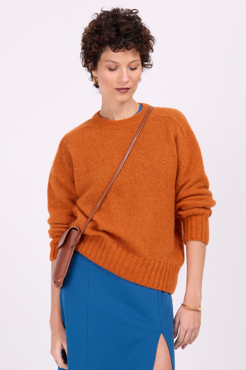 Asmara alpaca knitted sweater in burnt orange