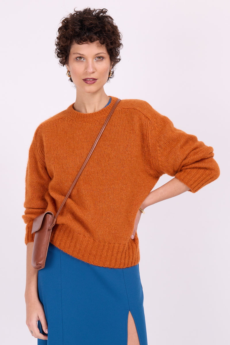 Asmara alpaca knitted sweater in burnt orange