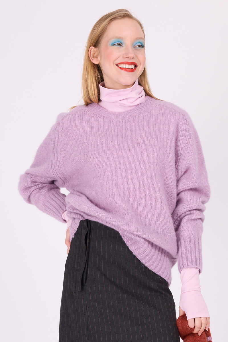 Asmara alpaca knitted sweater in lilac