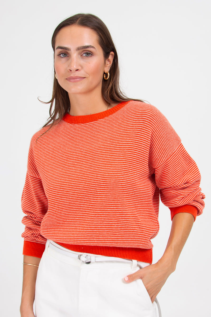 Foggia orange striped knitted sweater