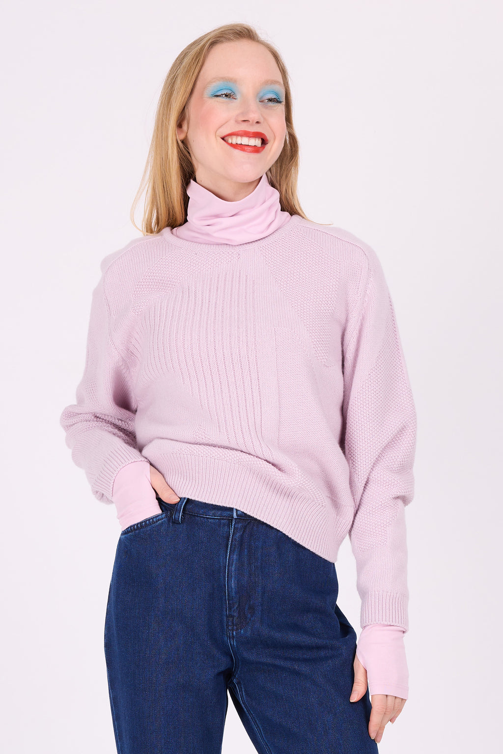 Maputo soft lilac graphical knitted sweater