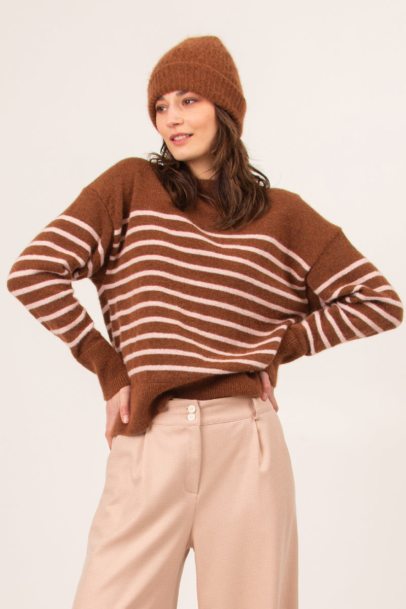 Saintes cinnamon blush striped sweater
