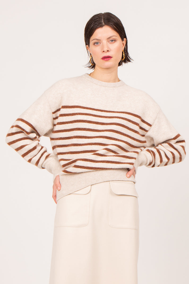 Saintes sand cinnamon striped sweater