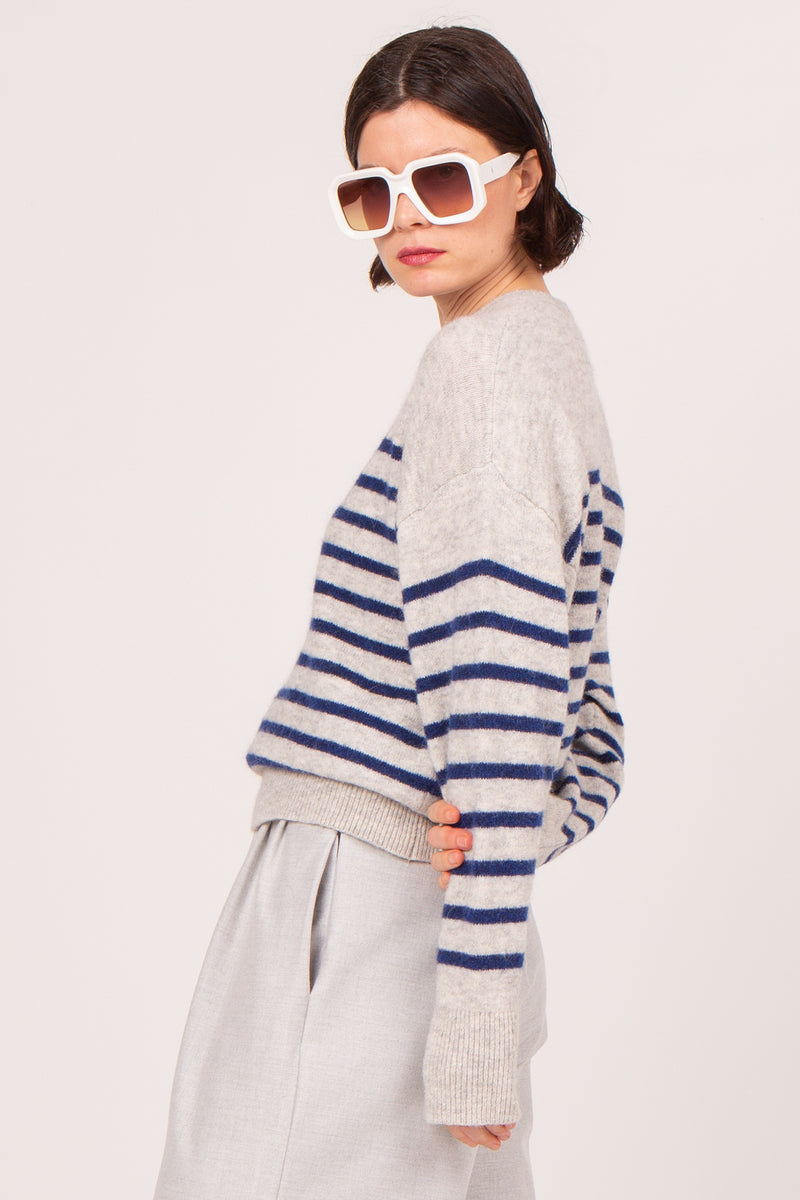 Saintes grey cobalt striped sweater