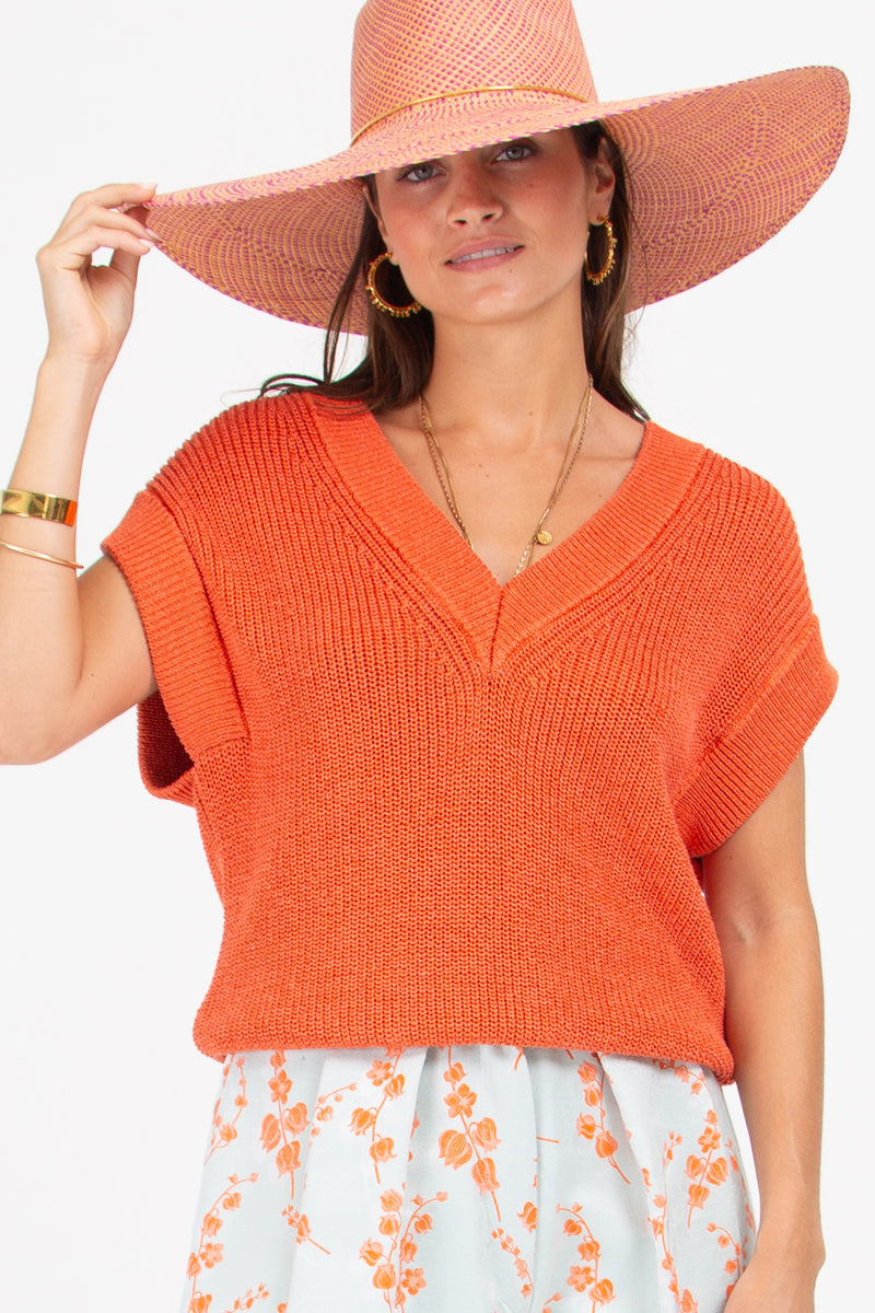 Vista orange knitted top