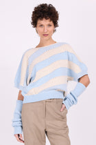 Wallis sky blue-cream bicolour knitted top